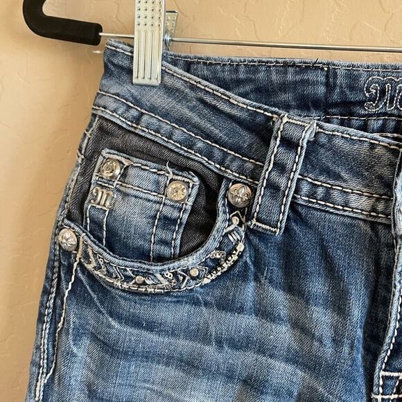 Miss Me Distressed Embroidered Low Rise Straight Leg Jeans - Picture 5 of 9